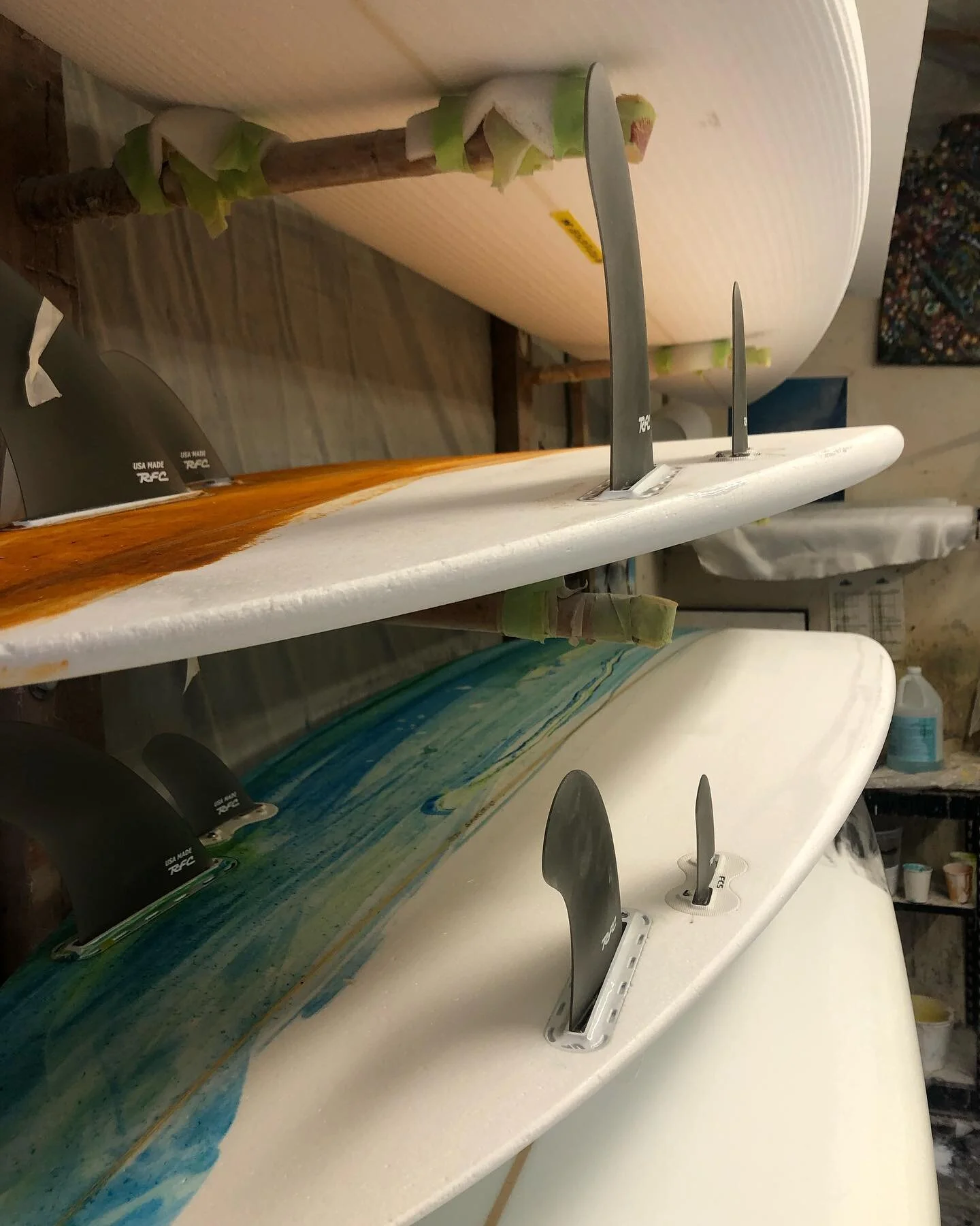 Twinzer surfboards ready for glassing