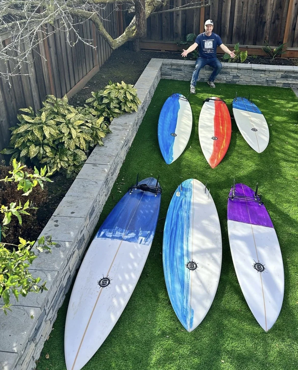 Surfing action shot with Vince Broglio board